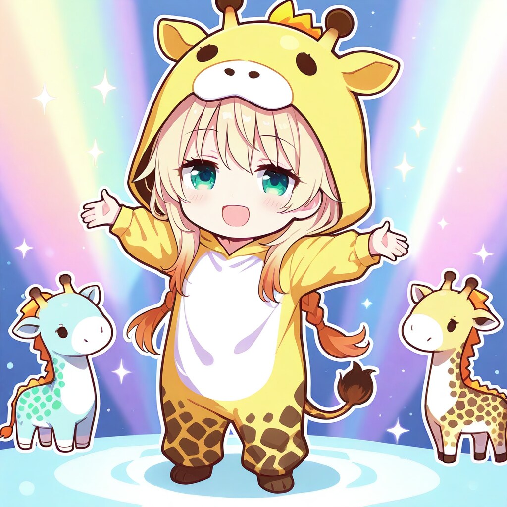 虹色キリン着ぐるみちび子ちゃん | の人気AIイラスト・グラビア