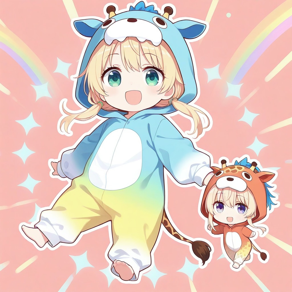 虹色キリン着ぐるみちび子ちゃん