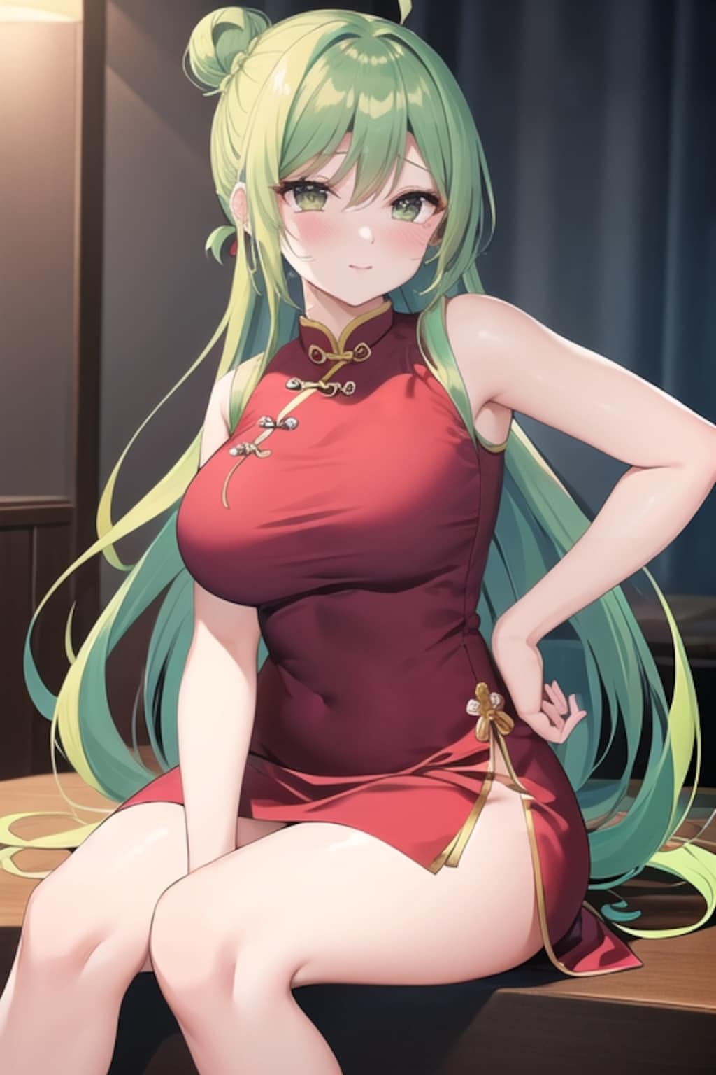 健全チャイナ服（緑髪娘）