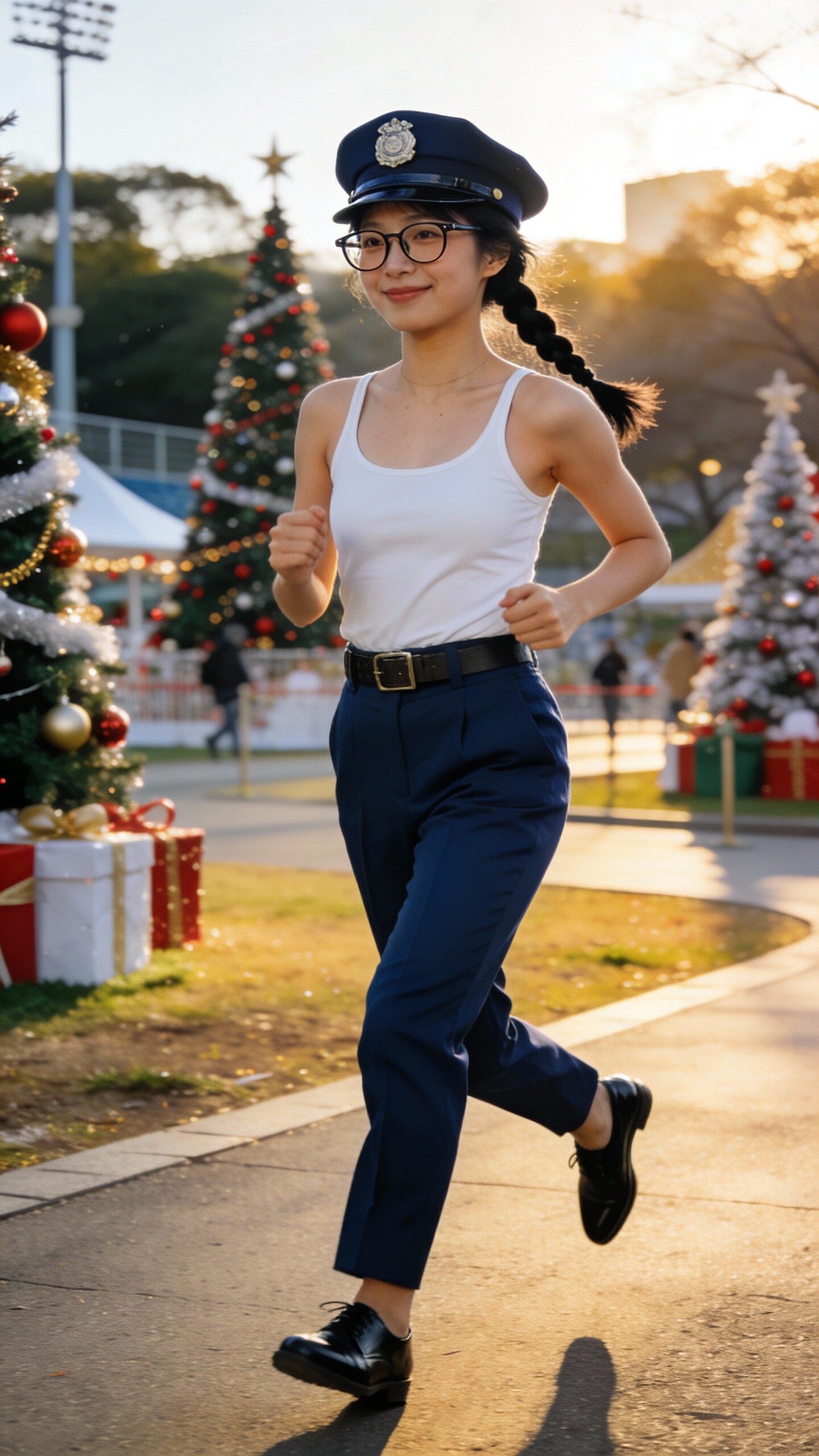 かっこかわいい婦警光阿弥優香梨の駒沢オリンピック公園クリスマスランニング