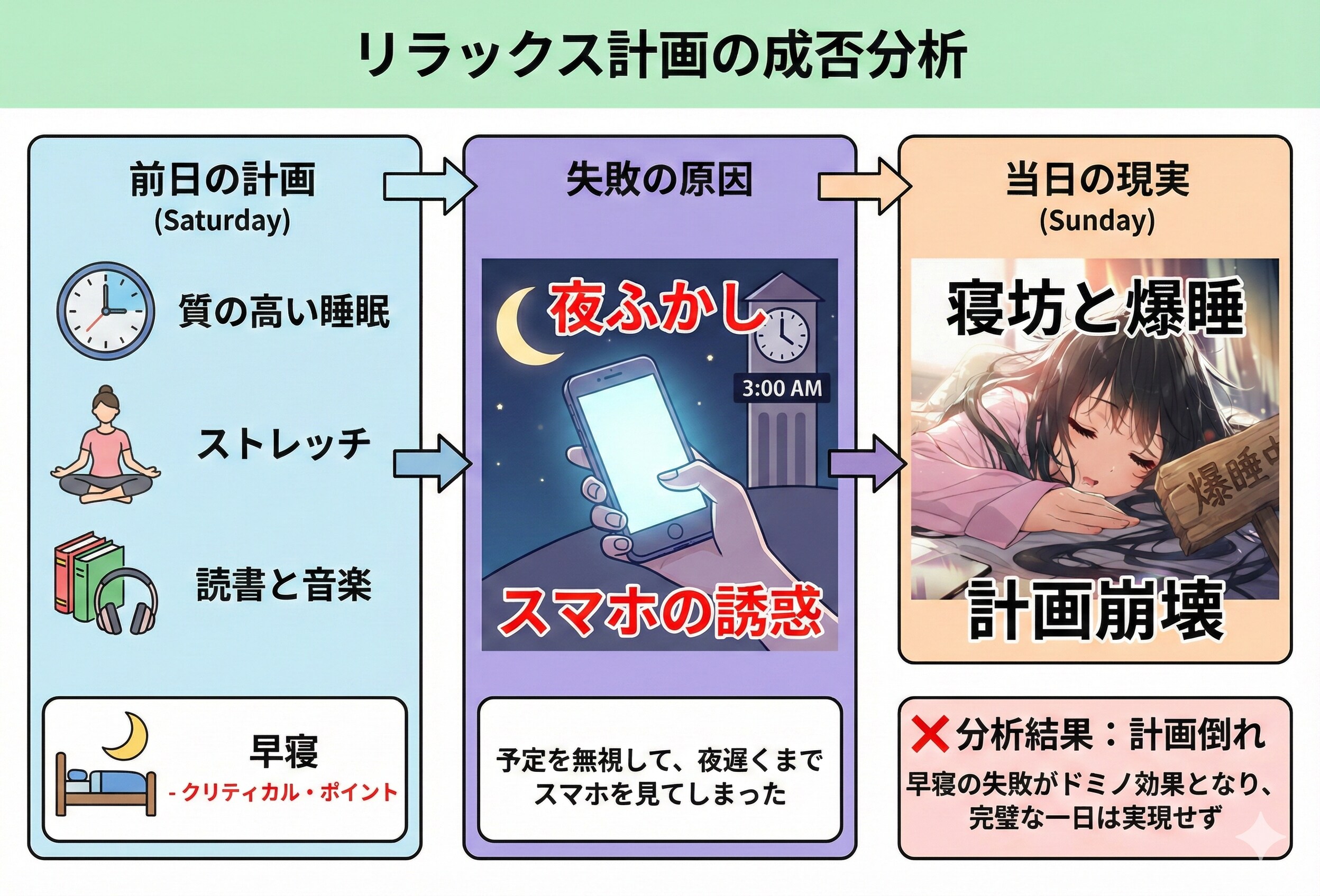 女子高生の寝坊のインフォグラフィック分析