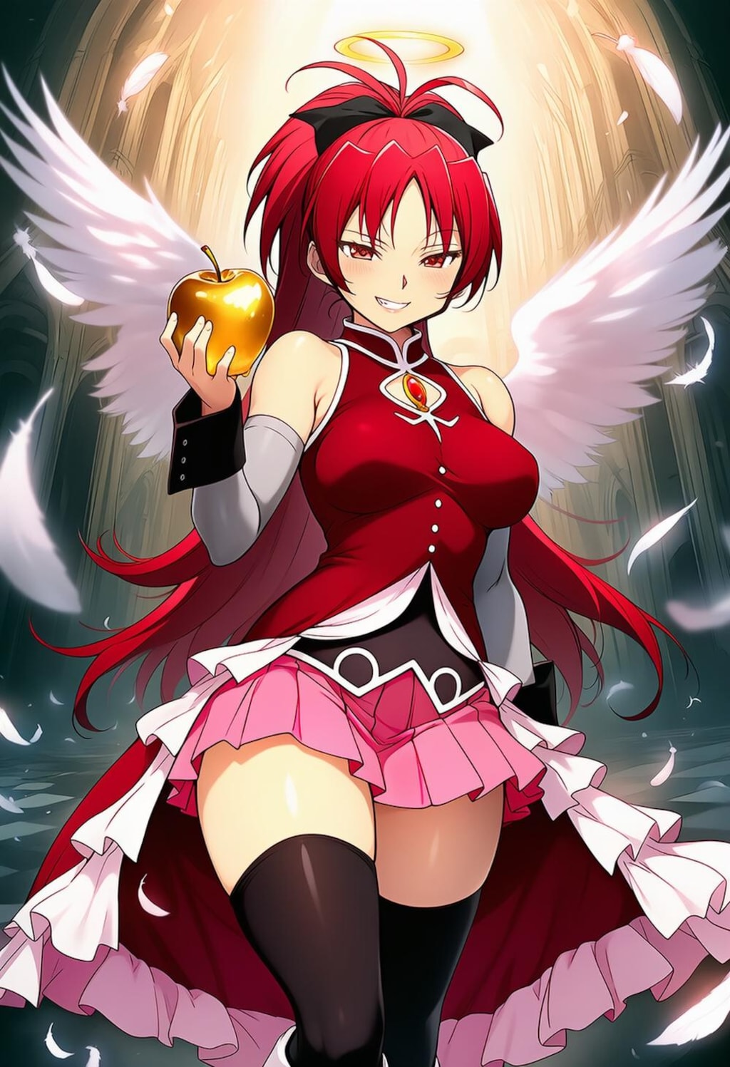 禁断の果実りんごを食べる天使化コスプレベテラン魔法少女人妻