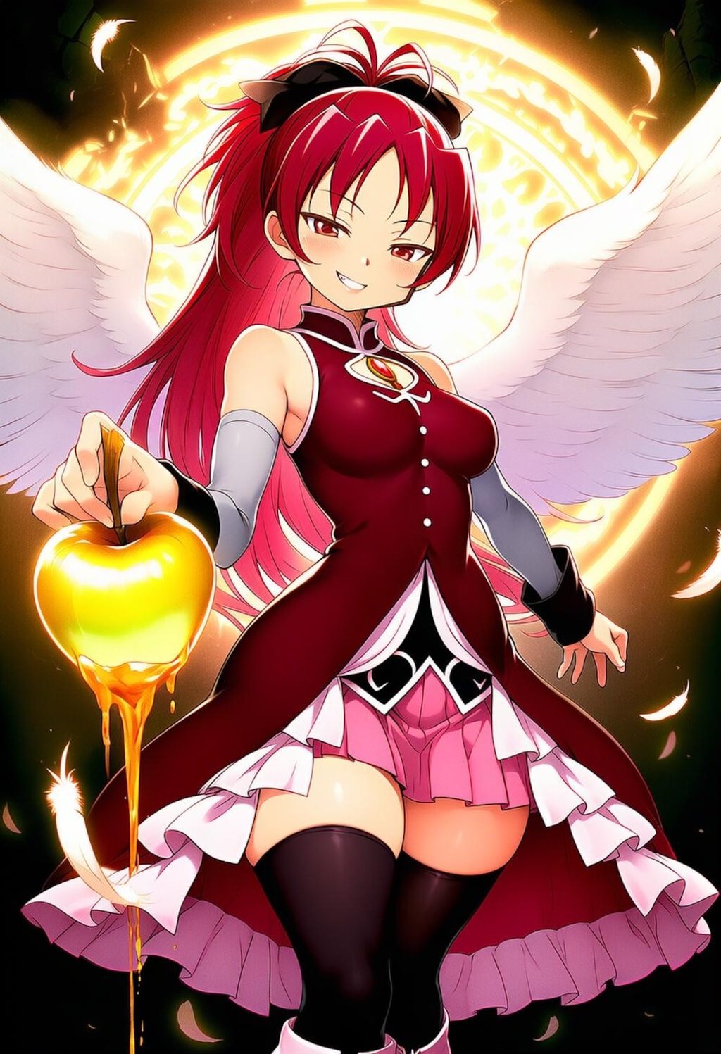 禁断の果実りんごを食べる天使化コスプレベテラン魔法少女人妻