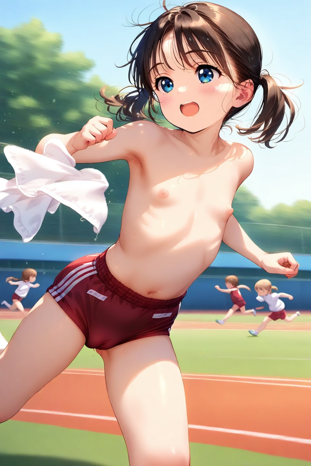 上半身裸で駆け回る元気っ娘