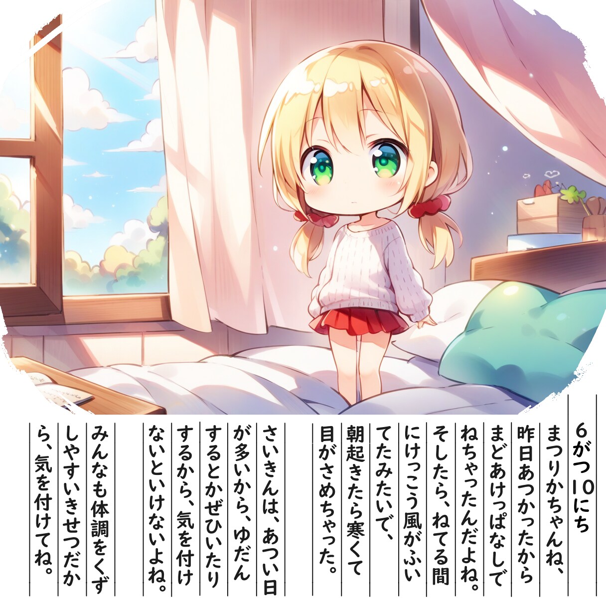 【絵日記】カゼひかないようにね