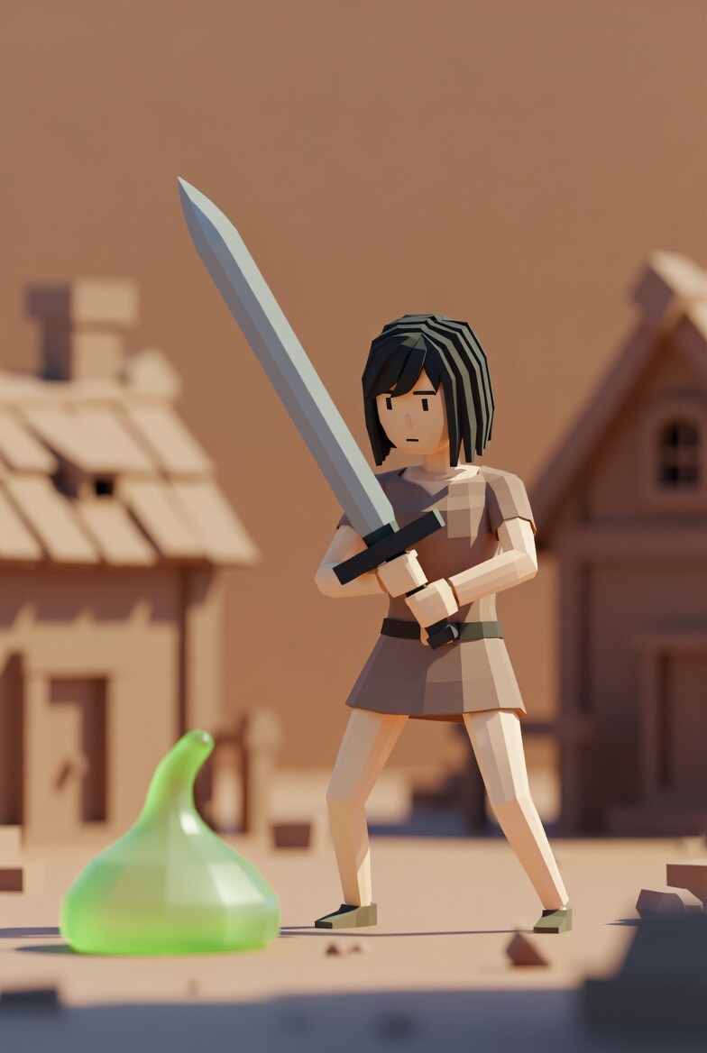 女剣士VSスライム