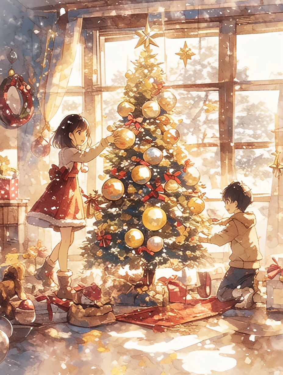クリスマスツリーの飾り付け | の人気AIイラスト・グラビア