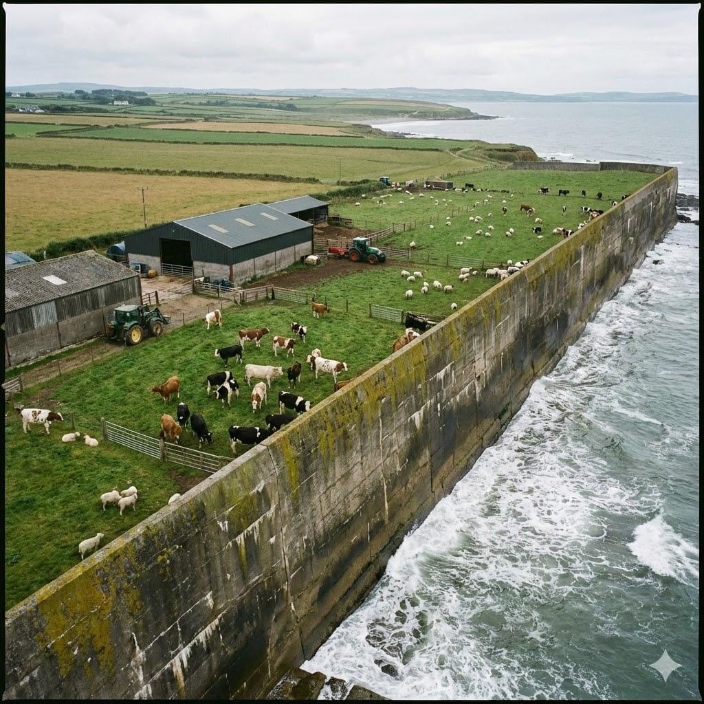 牧場になっている防波堤