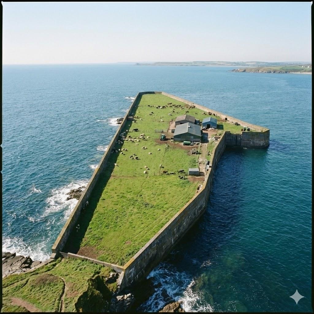 牧場になっている防波堤