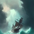 嵐の中の船 2枚目