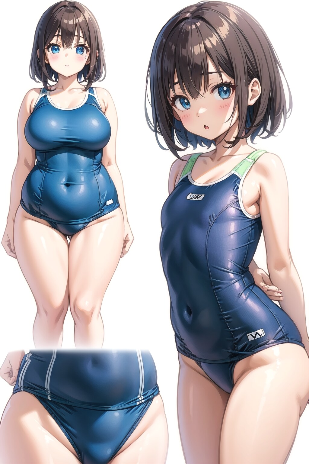 紺色のスクール水着と女子
