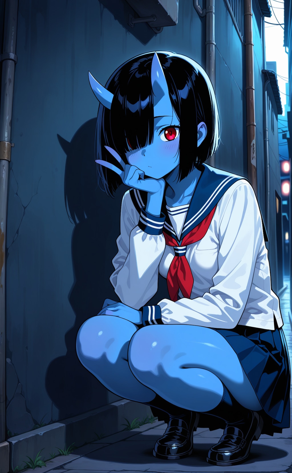 しゃがみピースを覚えた青鬼