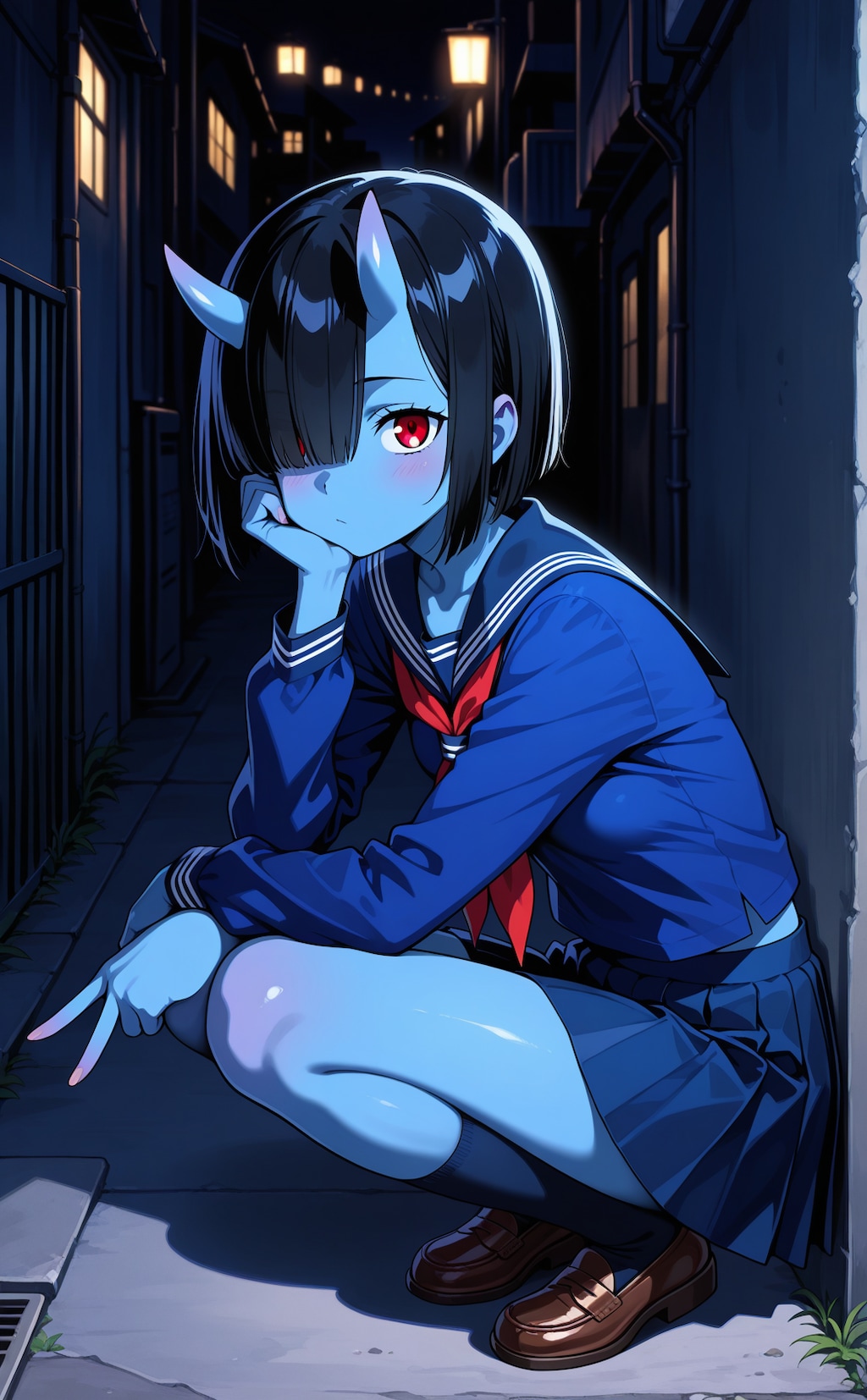 しゃがみピースを覚えた青鬼