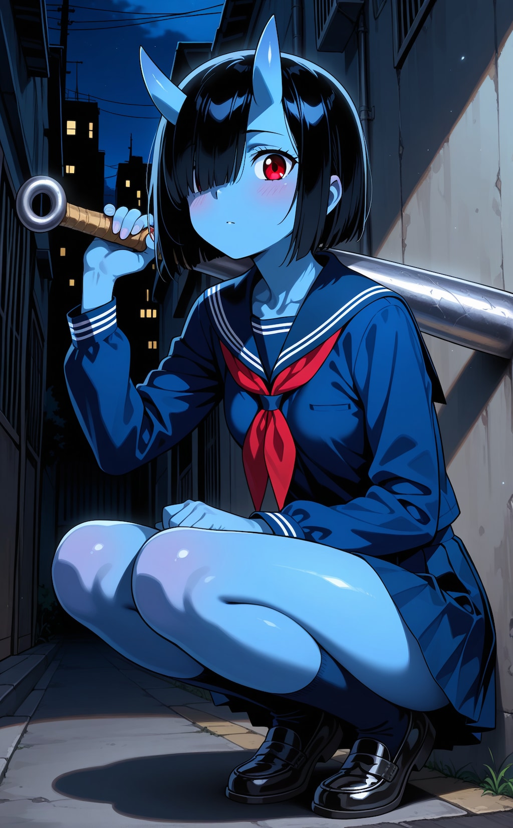 しゃがみピースを覚えた青鬼