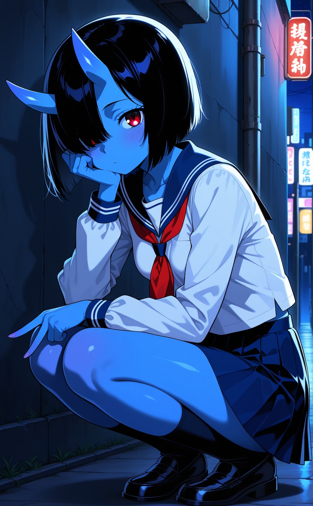 しゃがみピースを覚えた青鬼