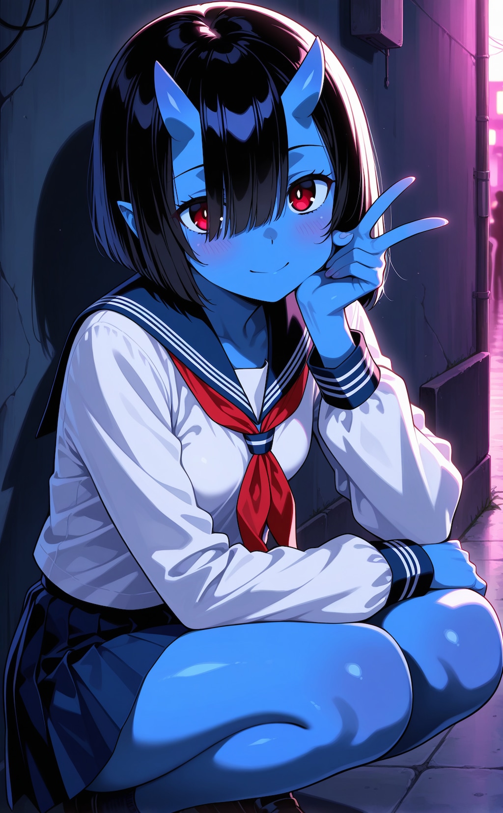 しゃがみピースを覚えた青鬼