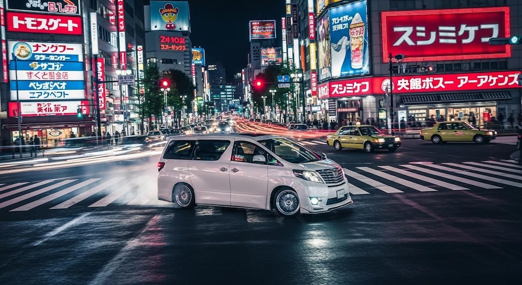 繁華街あるある-　車がドリフトしがち
