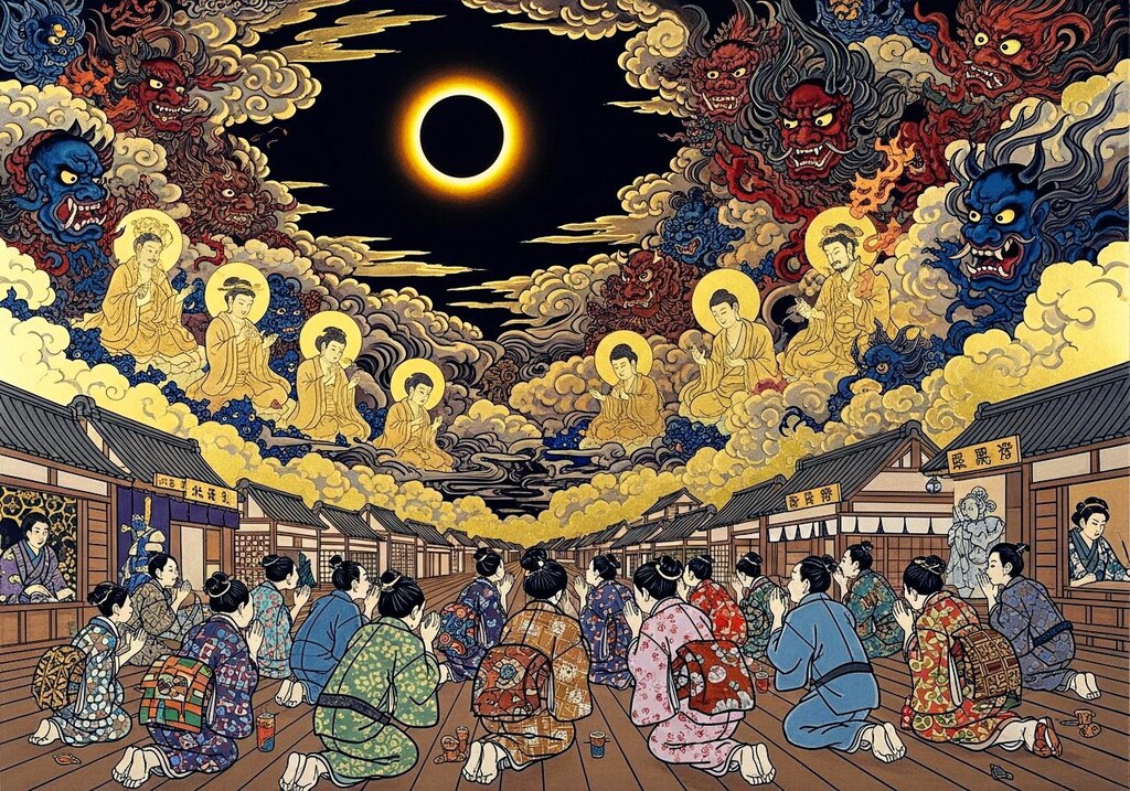 日蝕に怯える江戸の人々