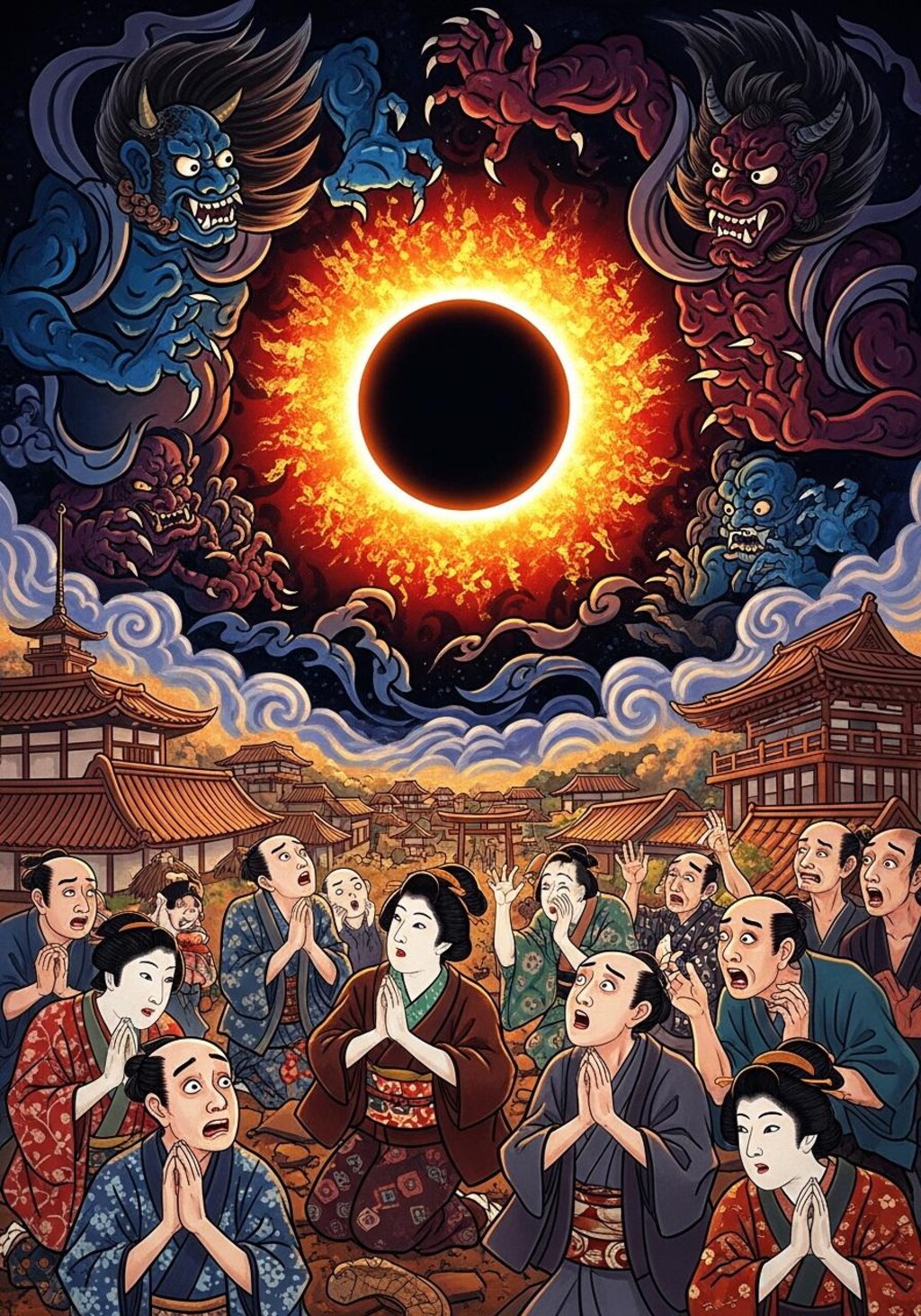 日蝕に怯える江戸の人々