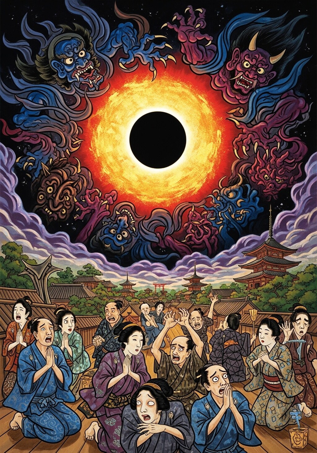 日蝕に怯える江戸の人々