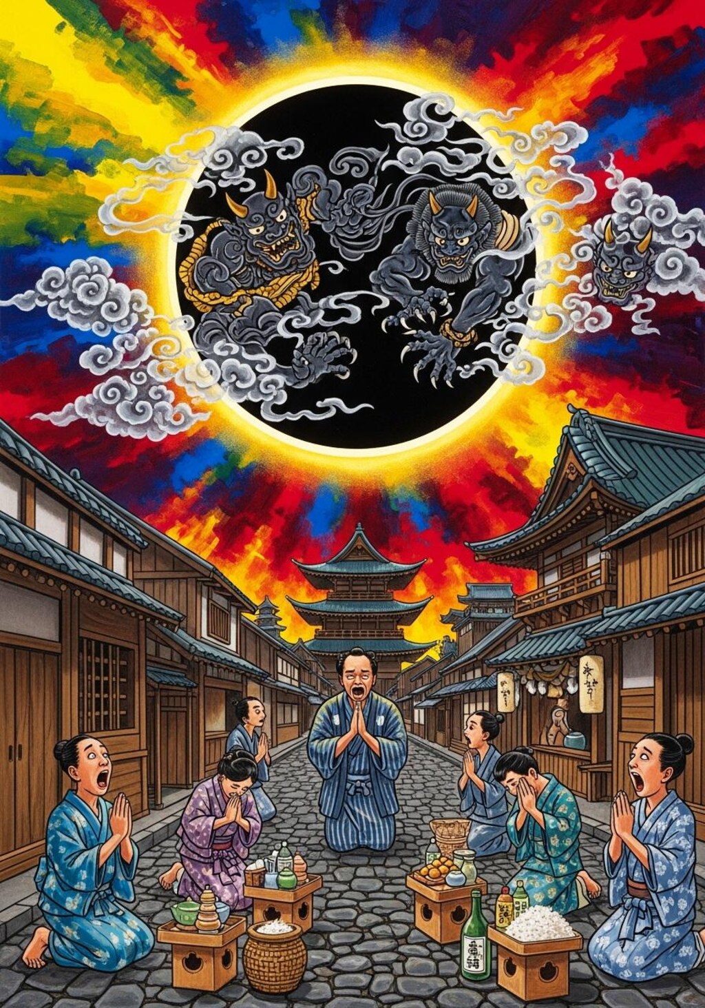 日蝕に怯える江戸の人々