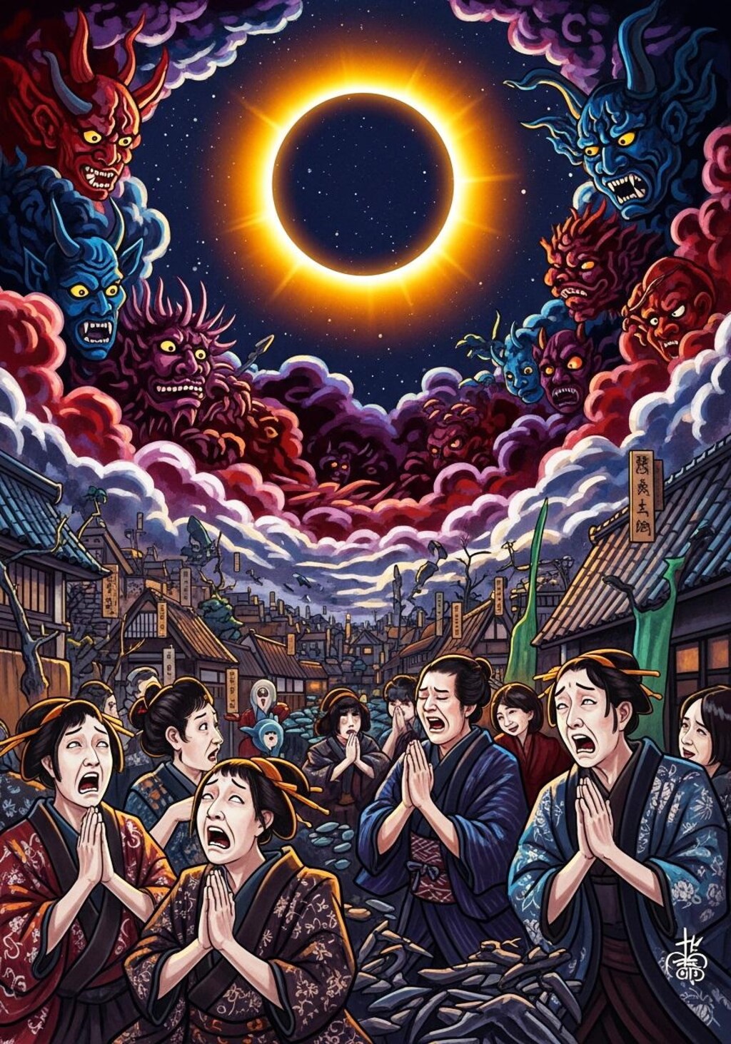 日蝕に怯える江戸の人々