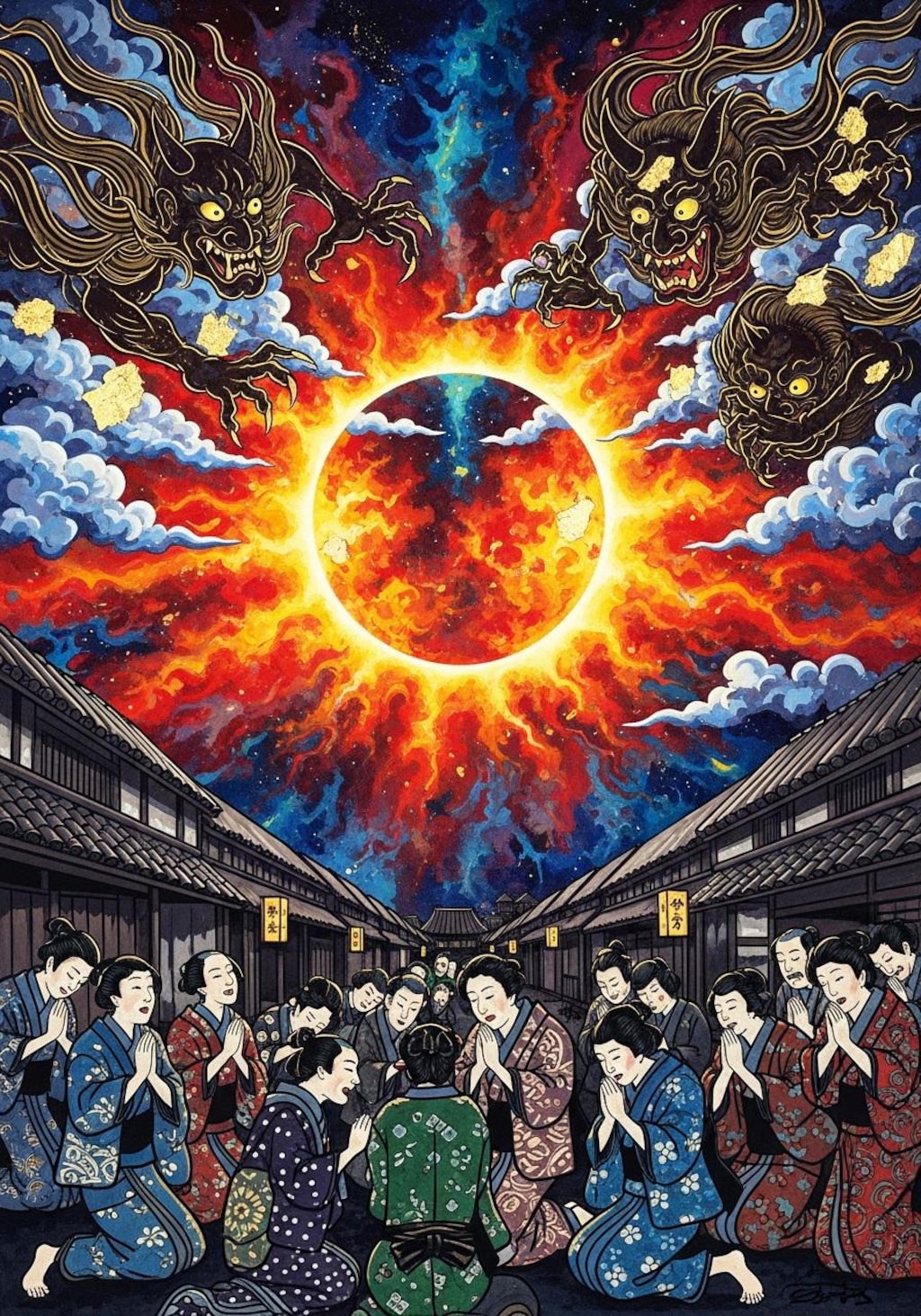 日蝕に怯える江戸の人々