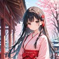 夜桜に雪娘 4枚目
