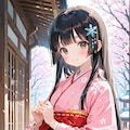 夜桜に雪娘 7枚目