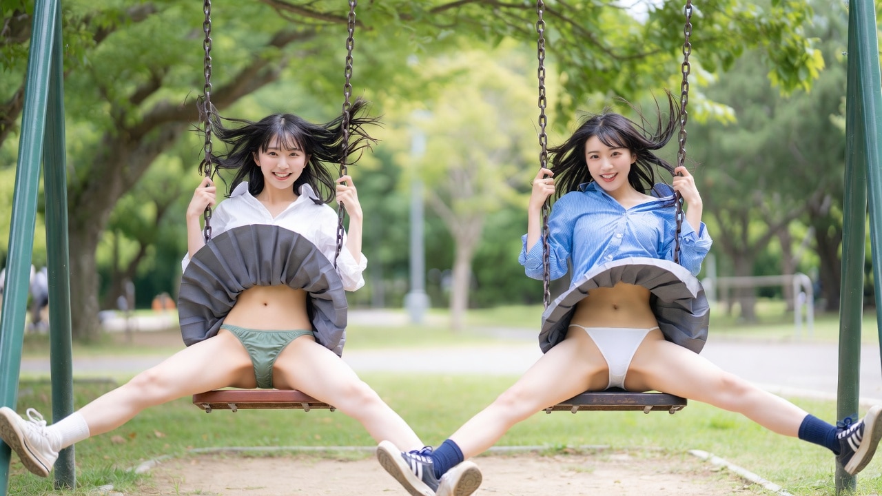 チラチラ公園×二人でブランコ