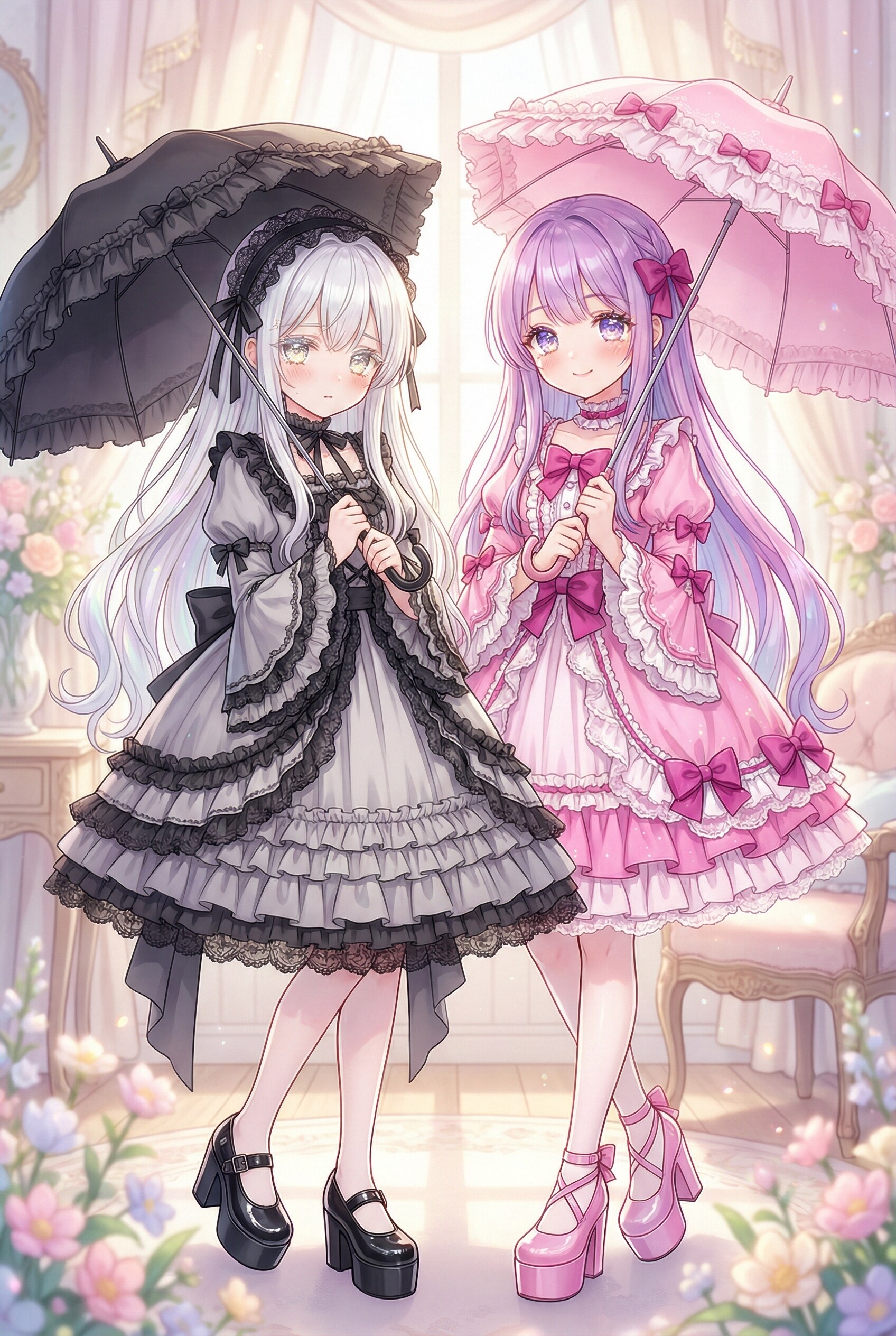 漆黒と薔薇色の双傘