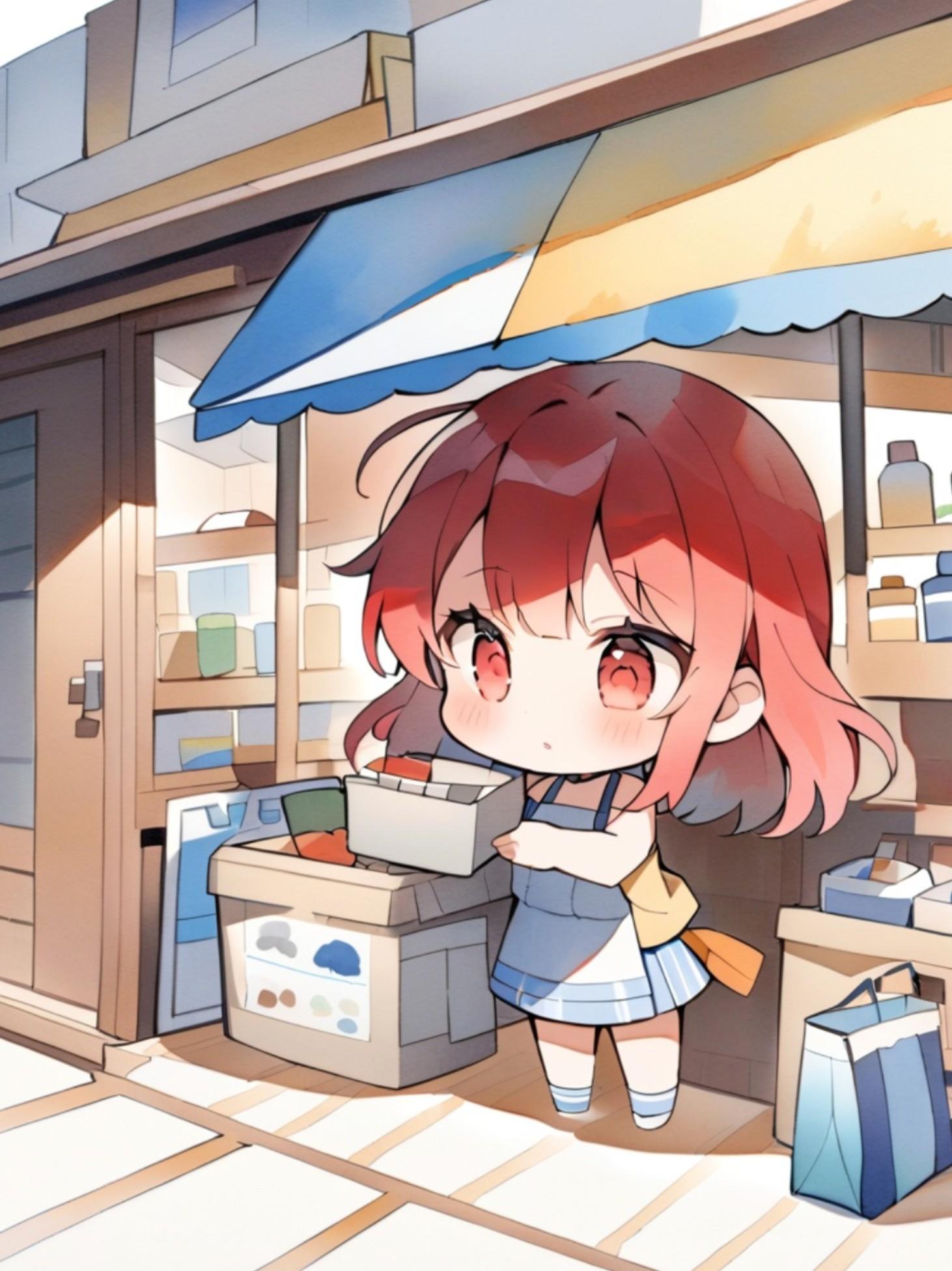 働く赤髪ちゃん