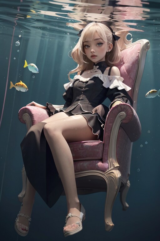 深海のドレス、美少女の微笑み