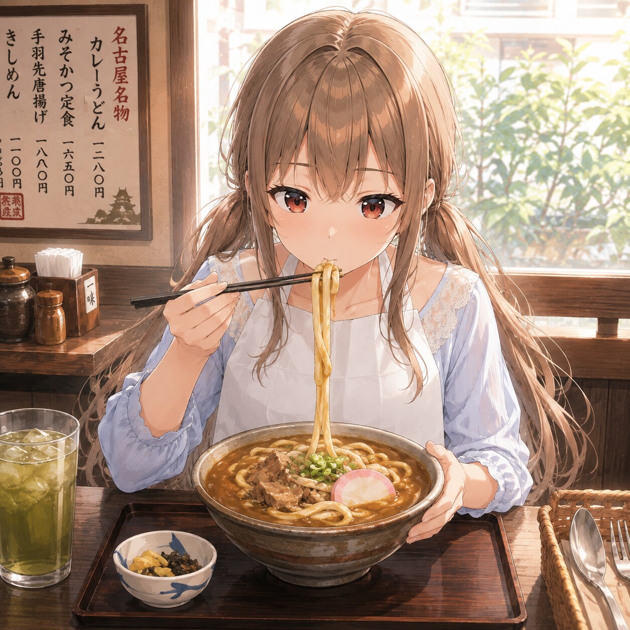 梢とランチ（５６）カレーうどん、うみゃーでかんわ～！！（おいしくてたまらない！） | の人気AIイラスト・グラビア