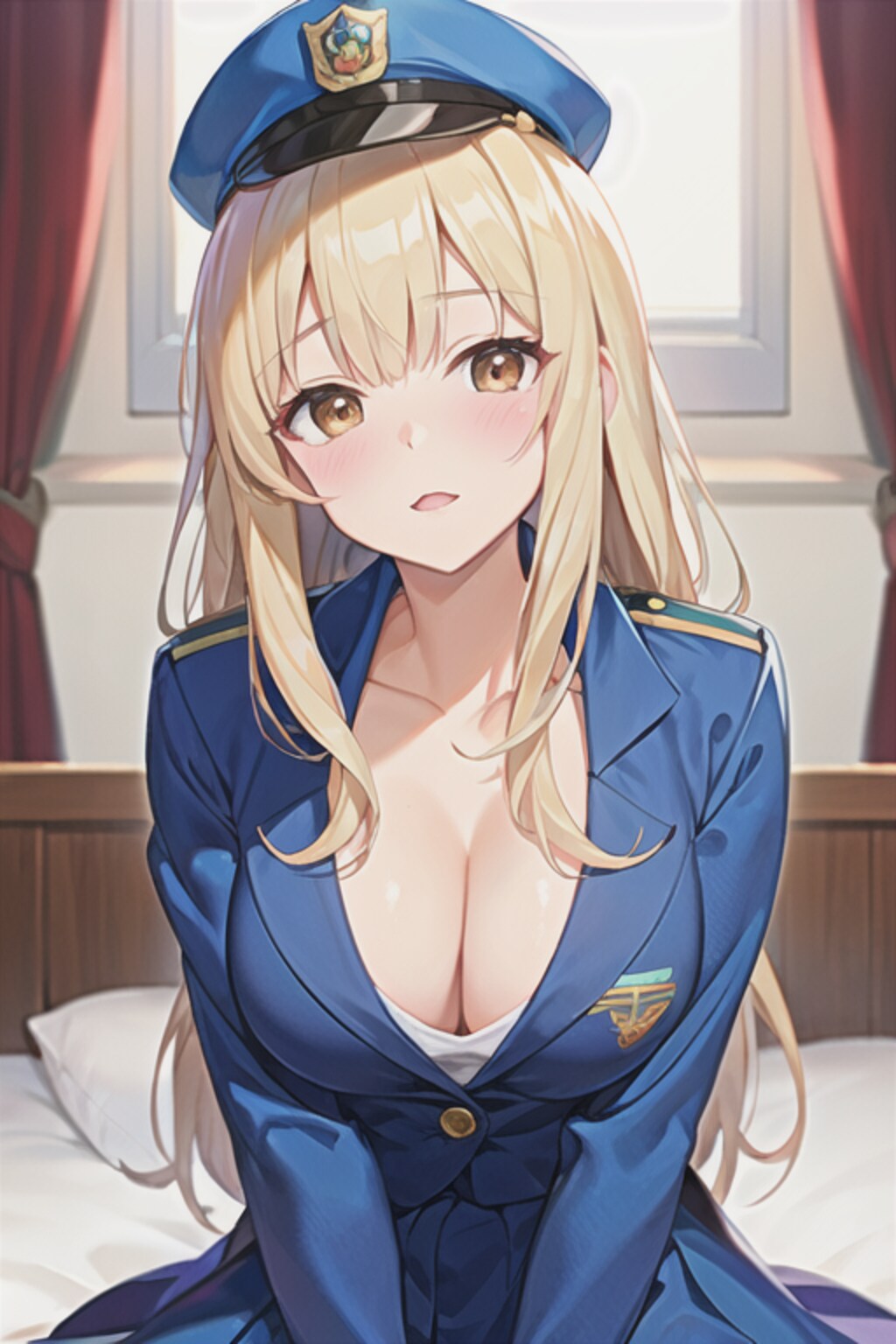 ベッドの上の婦警さん？