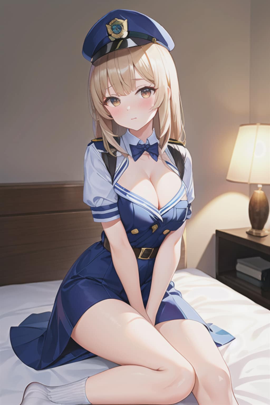 ベッドの上の婦警さん？