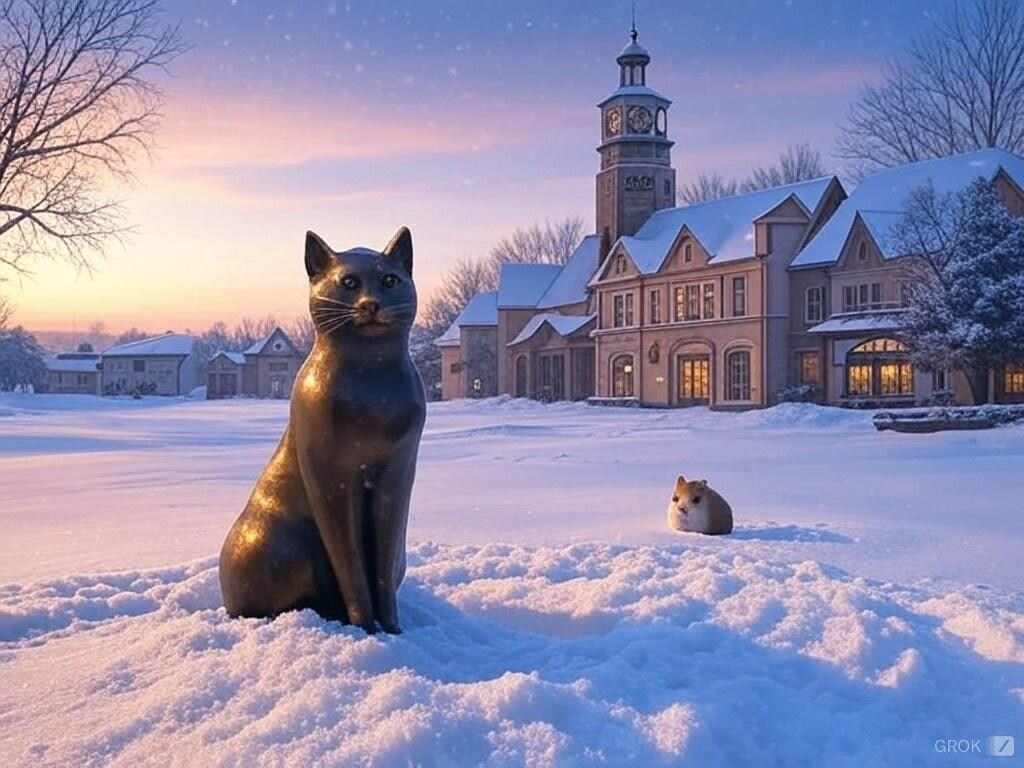 ハムスターと考える猫 【彫像でどうでしょう】