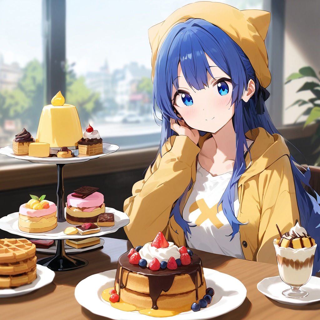 青髪少女のスイーツパラダイス | の人気AIイラスト・グラビア