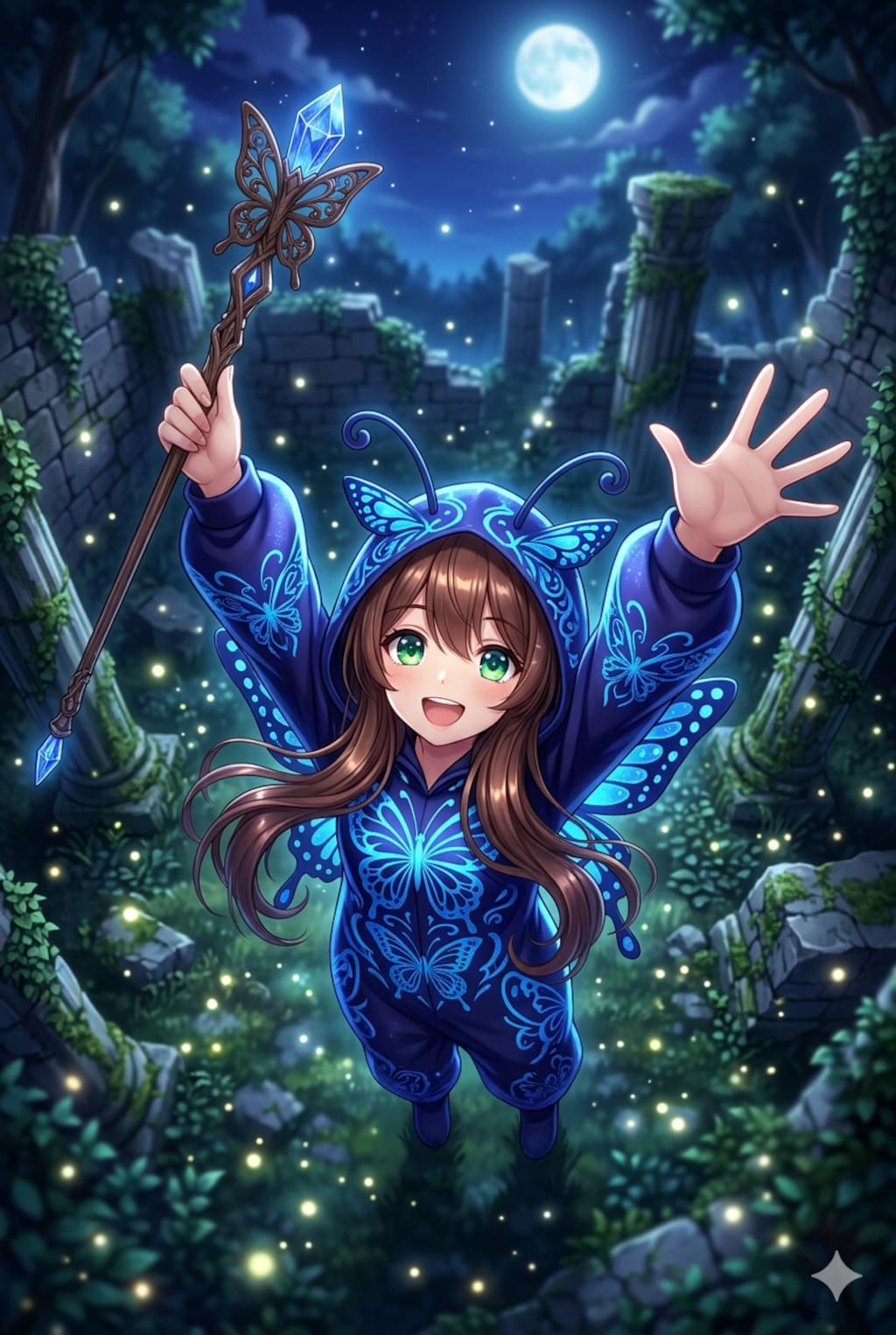 【#青】青い蝶々のきぐるみを着る女の子（Seedream 5.0Lite）（ChatGPT）（GEMINI）（SDXL）