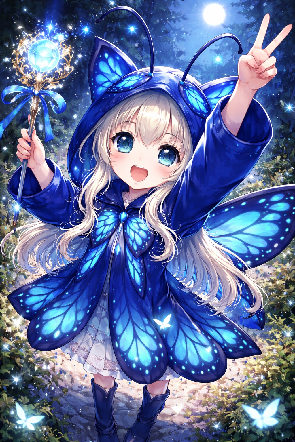 【#青】青い蝶々のきぐるみを着る女の子（Seedream 5.0Lite）（ChatGPT）（GEMINI）（SDXL）