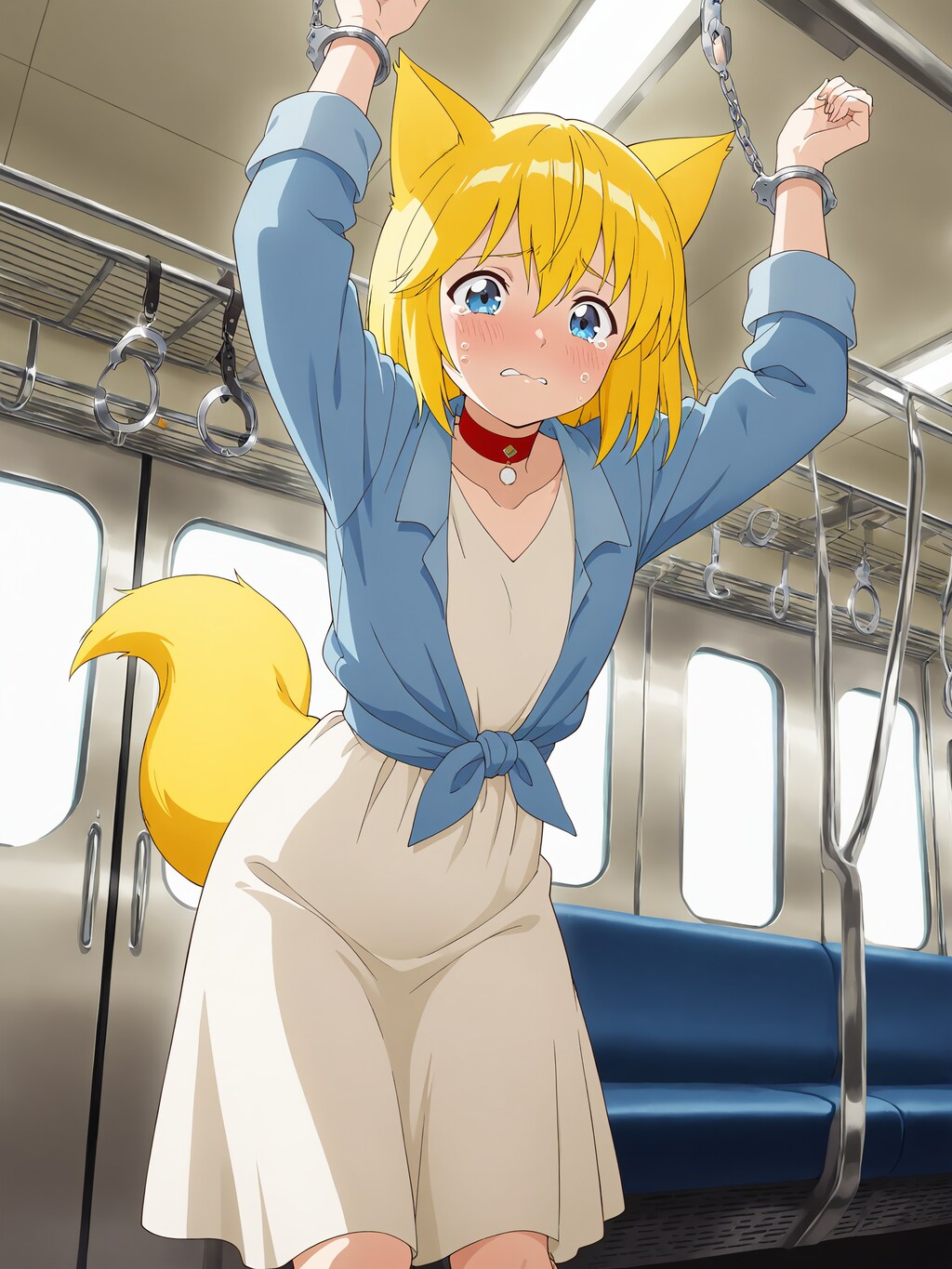 何者かが電車の中のつり革を手錠に変えたことに気づかず特に疑問を抱くこともなく当たり前のように腕を持っていったらオート…