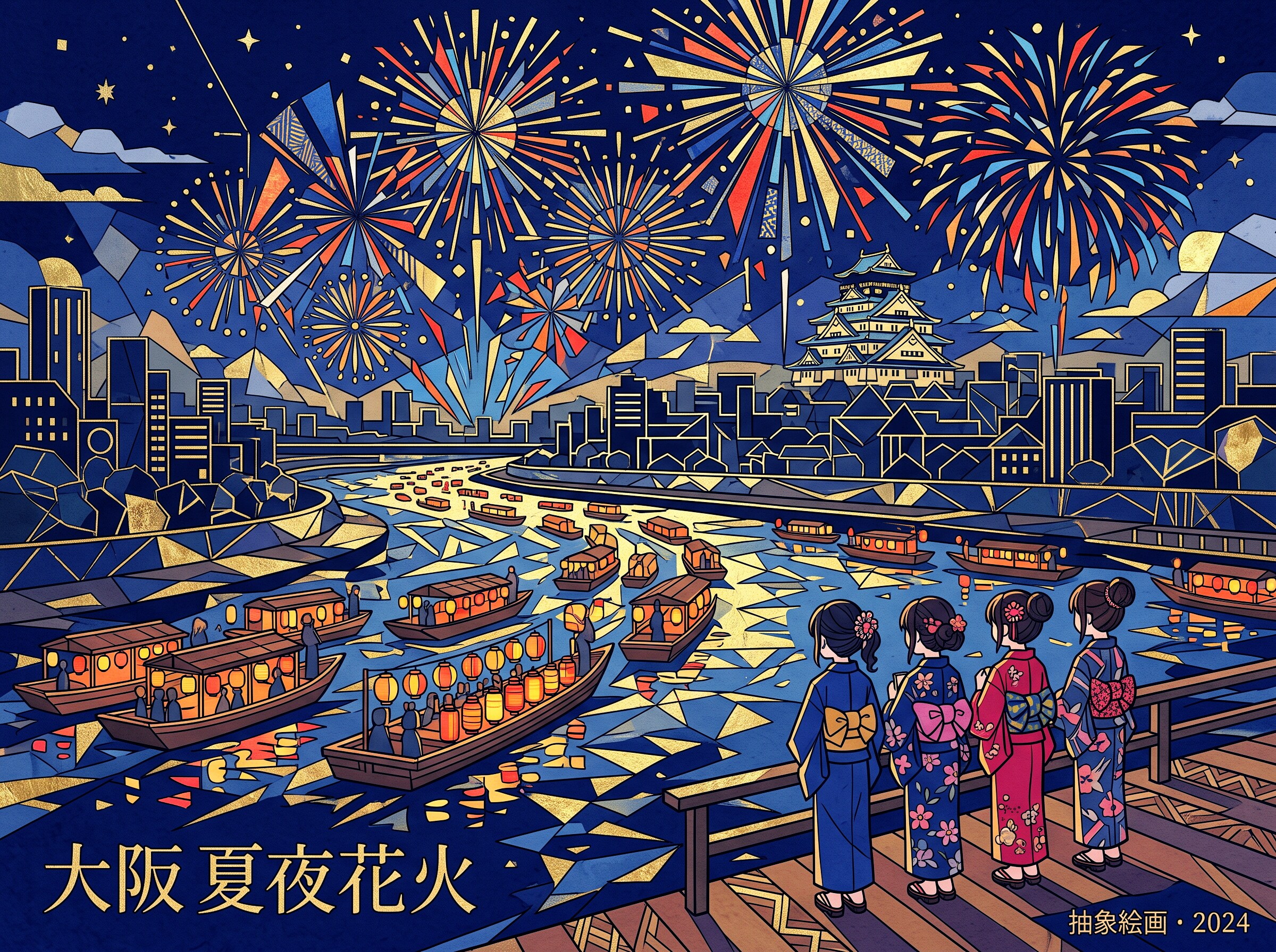 天神祭の船渡御と奉納花火