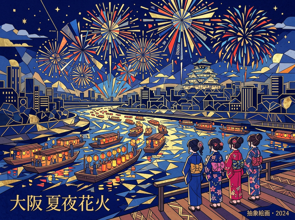 天神祭の船渡御と奉納花火