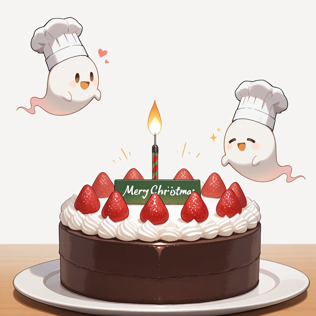 クリスマスケーキを持って来てくれるお化けパティシエ