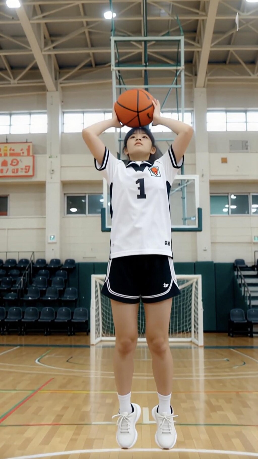 女バスのジャンプシュート373