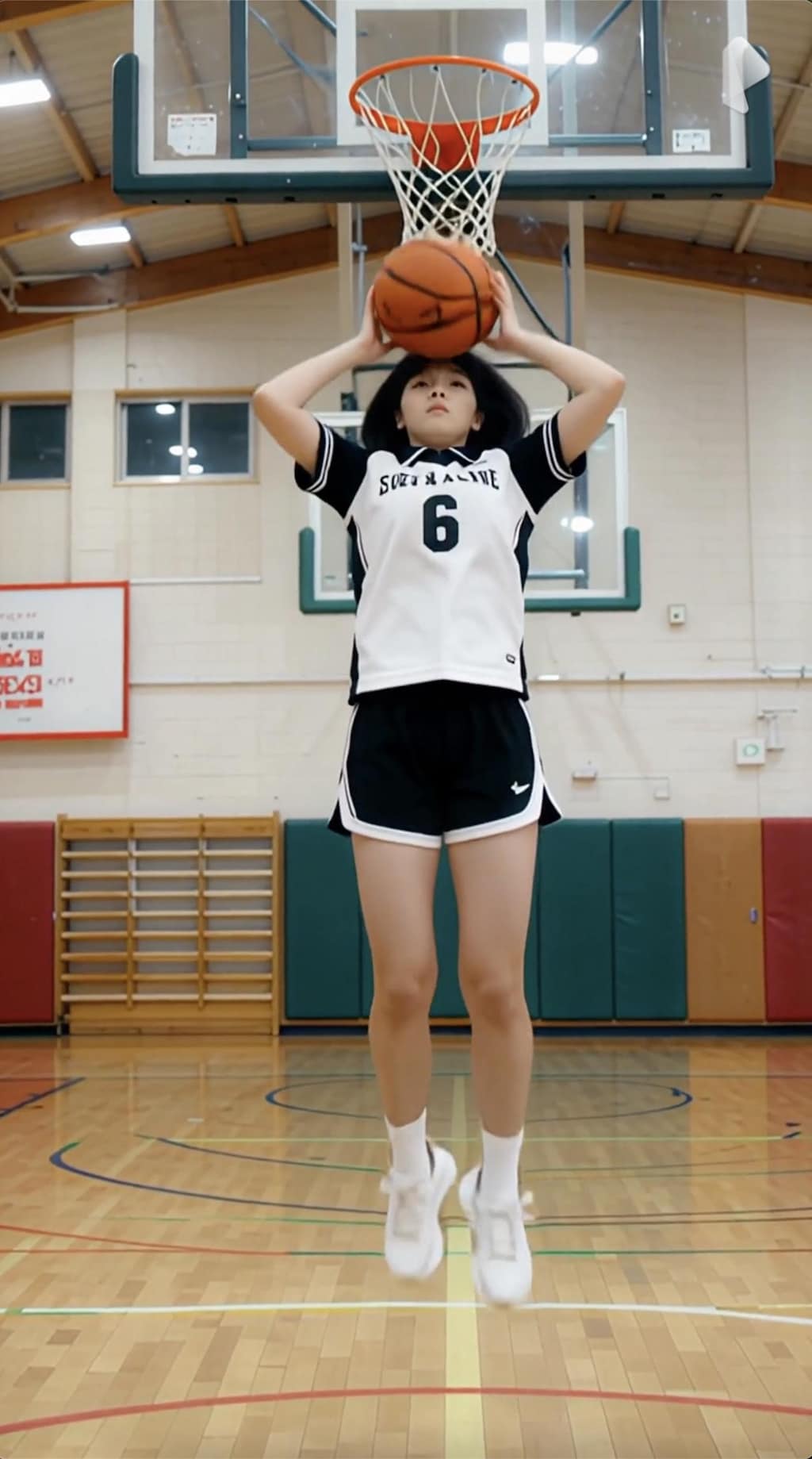 女バスのジャンプシュート373