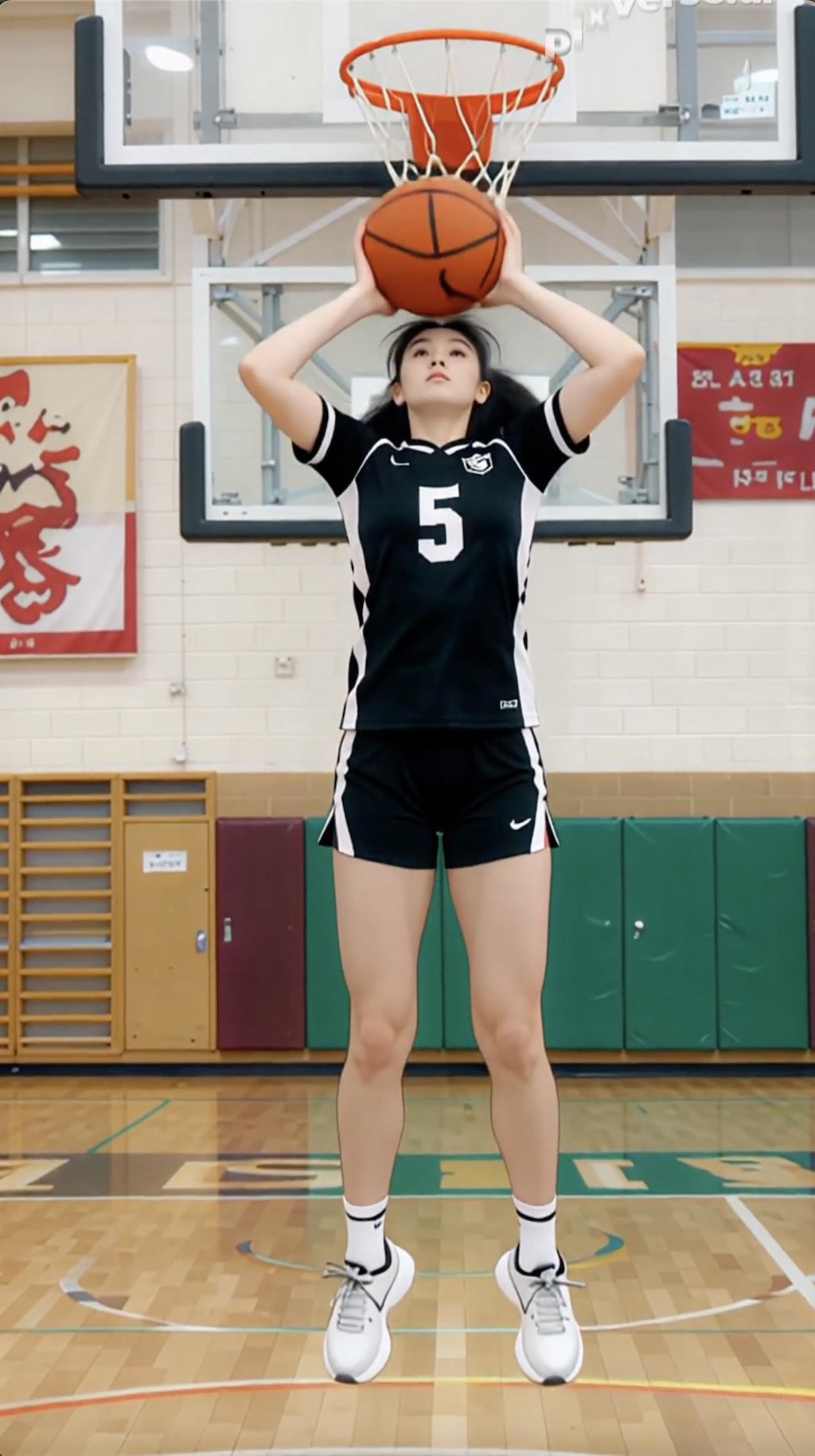 女バスのジャンプシュート373