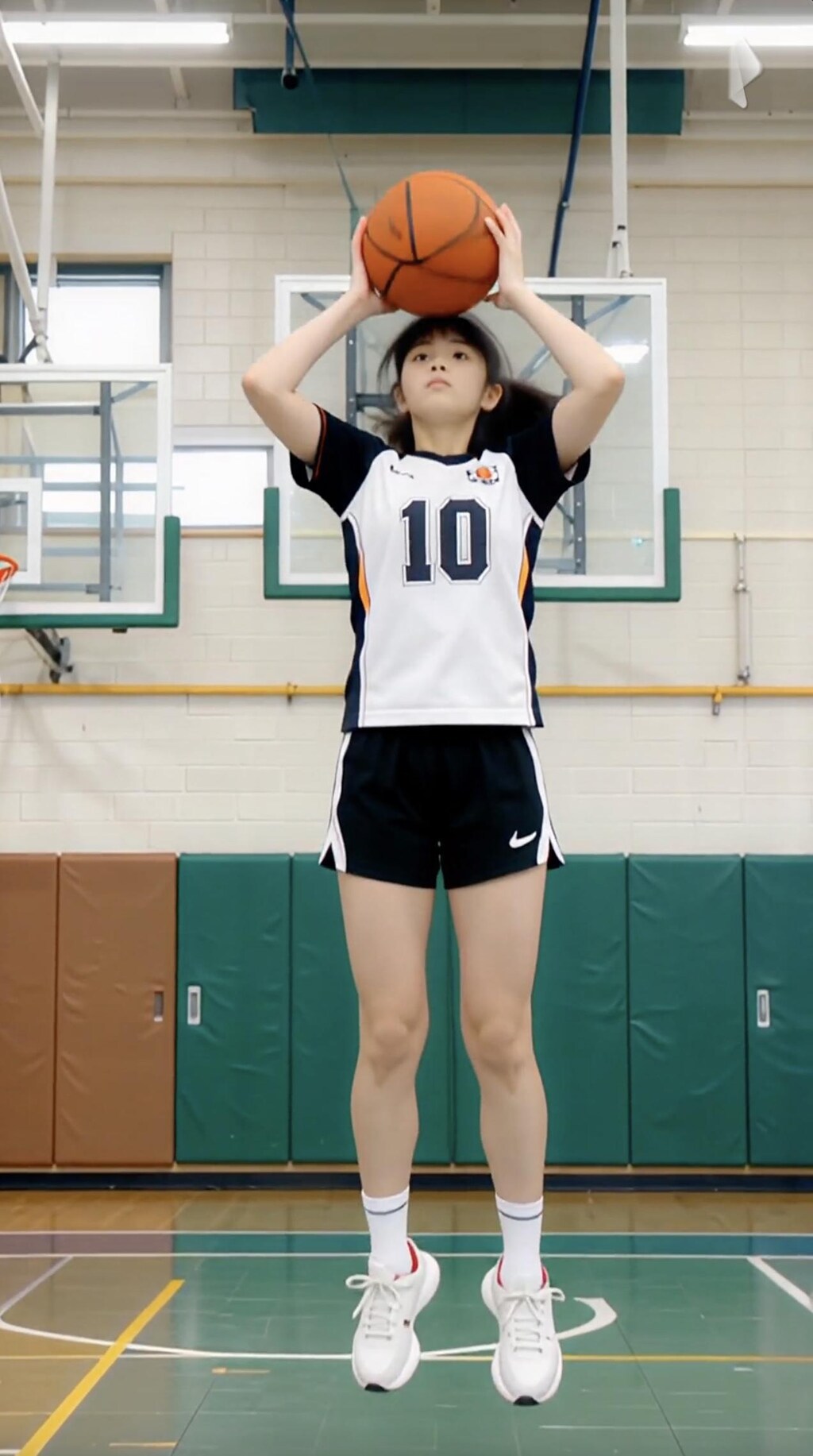 女バスのジャンプシュート373