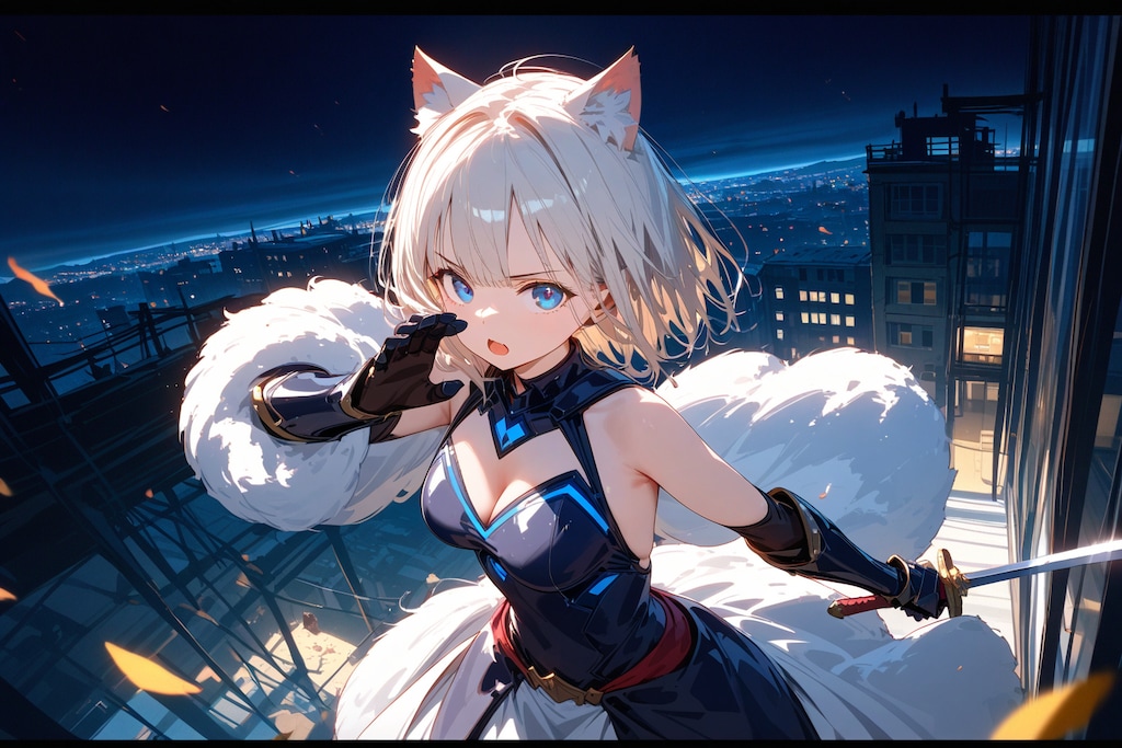 ビルのまちにニャオー