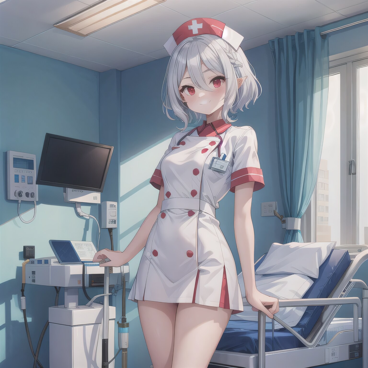 白髪ボブで白衣の少女５ | の人気AIイラスト・グラビア